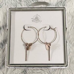 Disney Store Authentic Mickey Mouse Rose Gold Hoops Charm Earrings NEW